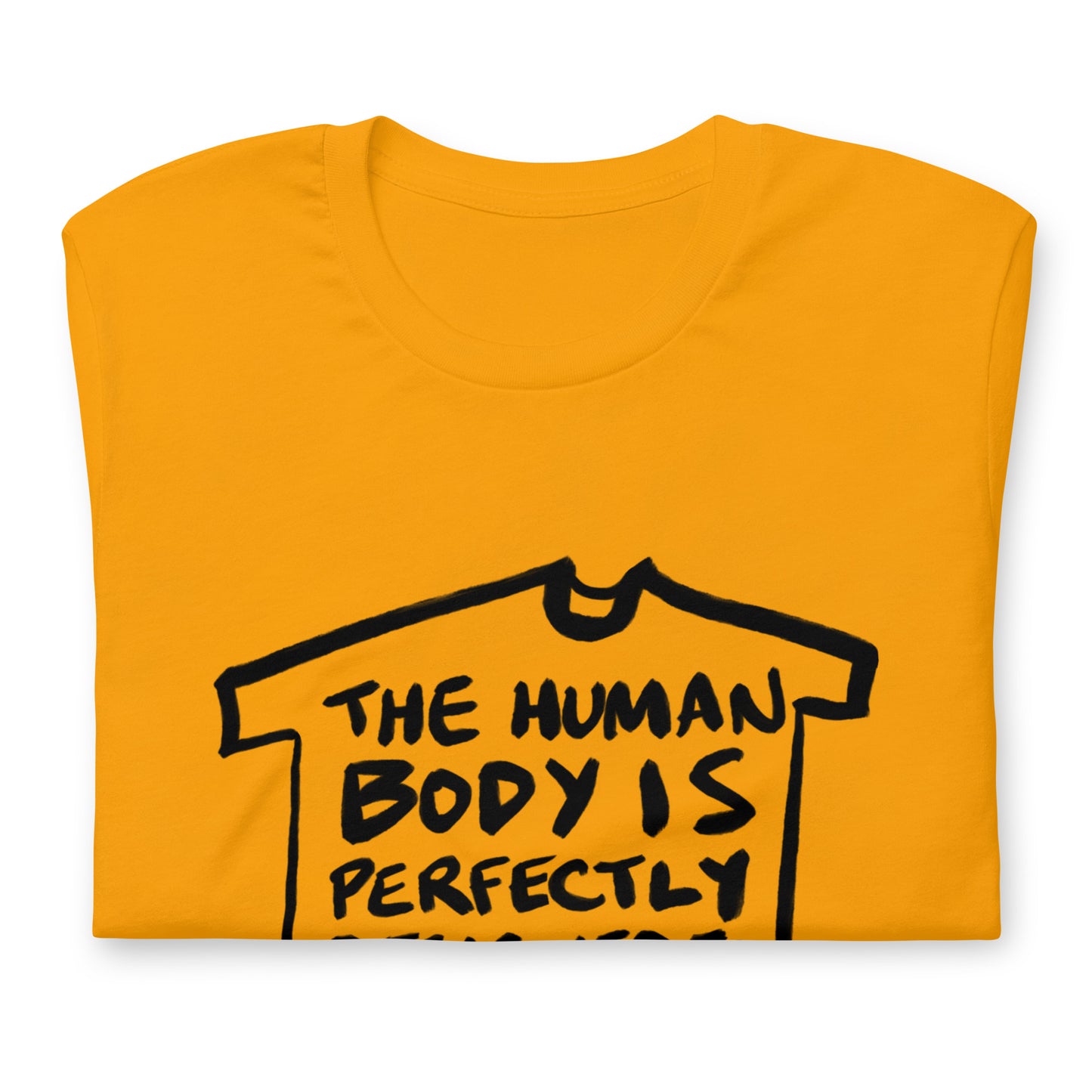 "The human body is perfectly designed to go to bed" tshirt in 13 colours