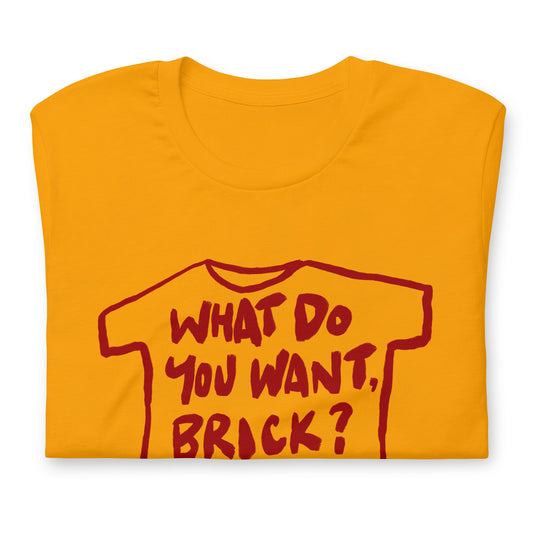 "What do you want, brick?" in 9 colours
